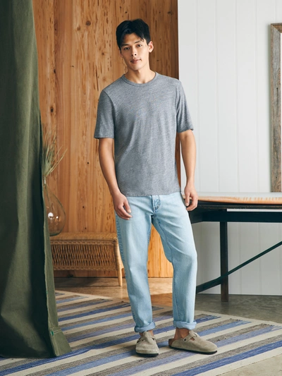 Shop Faherty Short-sleeve Vintage Chambray T-shirt In Mineral Grey Heather