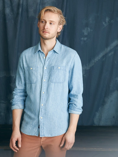 Faherty Tried And True Chambray Workshirt In Vintage Indigo