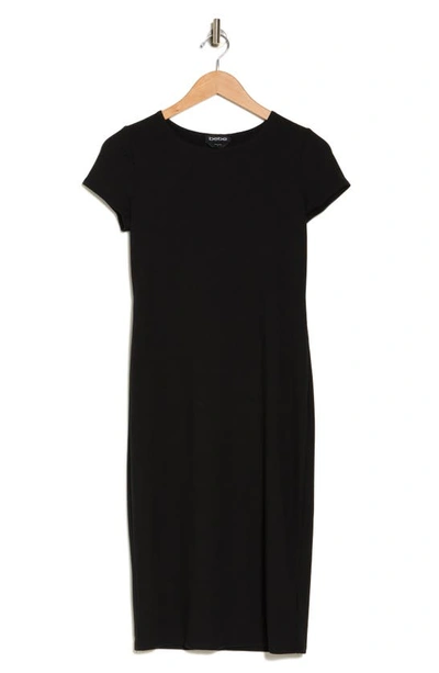 Shop Bebe Ribbed T-shirt Midi Dress In Black