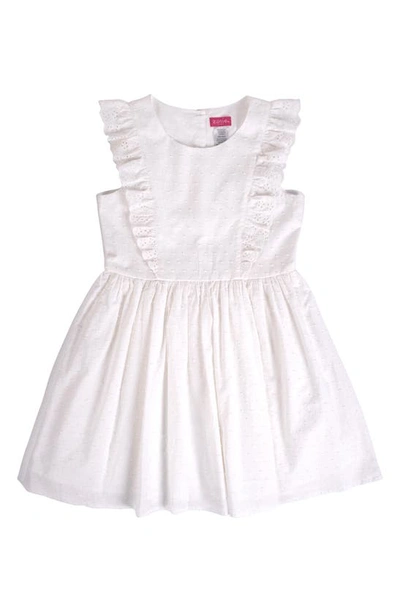 Shop Zunie Kids' Eyelet Flutter Sleeve Dress In White