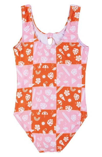 Shop Andy & Evan Kids' One-piece Swimsuit In Pink Checker