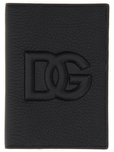 Shop Dolce & Gabbana Leather Passport Holder In Black