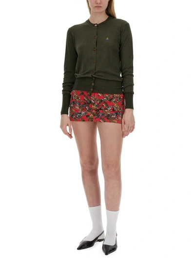 Shop Vivienne Westwood Cardigan With Logo In Green