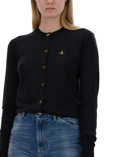 Shop Vivienne Westwood Cardigan With Logo In Black