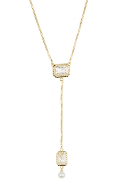 Shop Covet Simple Y-drop Necklace In Clear