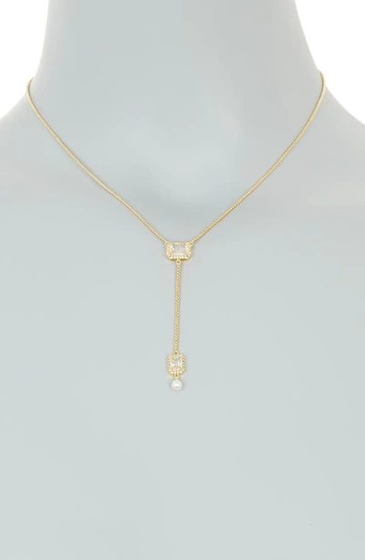 Shop Covet Simple Y-drop Necklace In Clear