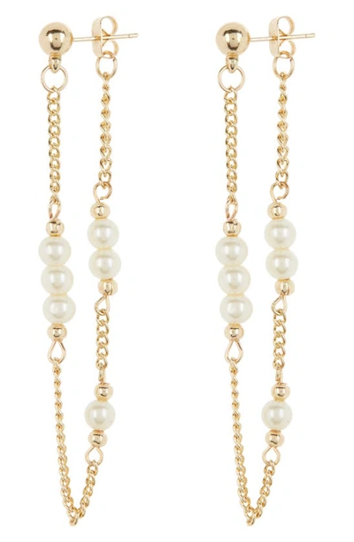 Shop Area Stars Mini Pearl Chain Drop Earrings In Gold