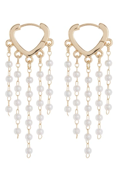 Shop Area Stars Pearl Fringe Huggie Hoop Earrings In Gold