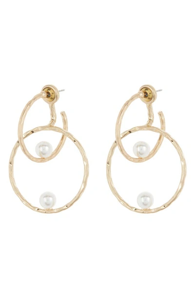 Shop Area Stars Pearl Circle Drop Earrings In Gold