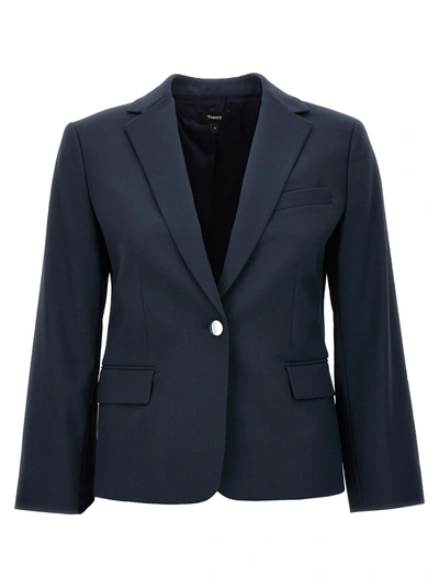 Shop Theory Single-breasted Blazer Blazer And Suits Blue