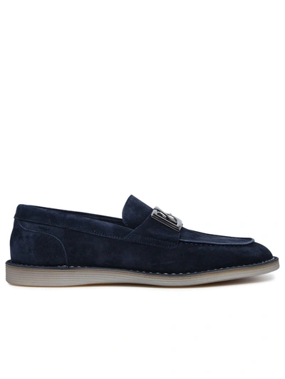 Shop Dolce & Gabbana Navy Calf Leather Loafers In Blue