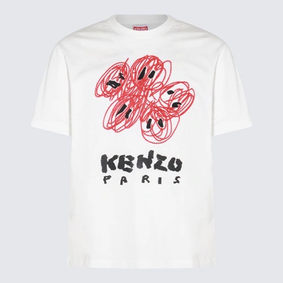 Shop Kenzo White, Red And Black Cotton T-shirt In Beige