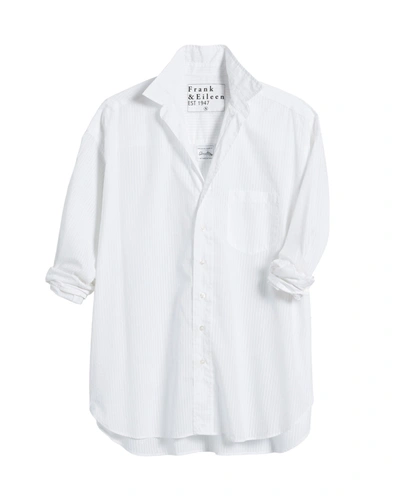 Shop Frank And Eileen Shirley Oversized Button Up In White On White Stripes