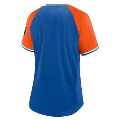 Shop Fanatics Branded Royal New York Mets Glitz & Glam League Diva Raglan V-neck T-shirt
