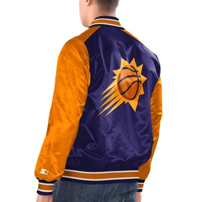 Shop Starter Purple/orange Phoenix Suns Renegade Satin Full-snap Varsity Jacket