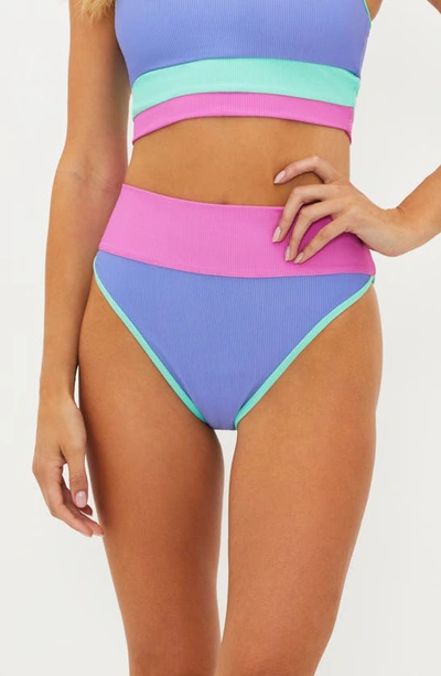 Shop Beach Riot Emmy Colorblock High Waist Bikini Bottoms In High Tide Colorblock