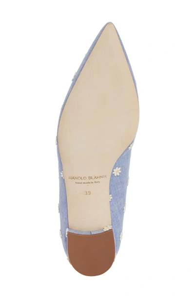 Shop Manolo Blahnik Daisy Pointed Toe Mary Jane Flat In Blue Multi