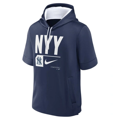 Shop Nike Navy New York Yankees Tri Code Lockup Short Sleeve Pullover Hoodie