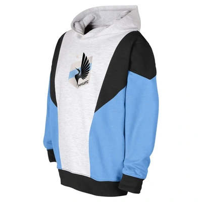 Shop Outerstuff Youth Ash/black Minnesota United Fc Champion League Fleece Pullover Hoodie