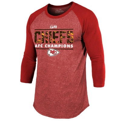 Shop Majestic Threads Red Kansas City Chiefs 2023 Afc Champions Tri-blend Raglan 3/4-sleeve T-shirt