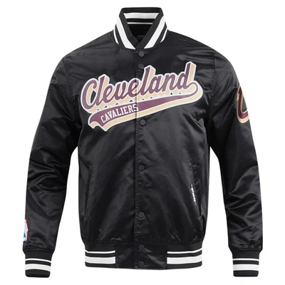 Shop Pro Standard Black Cleveland Cavaliers Script Tail Full-snap Satin Varsity Jacket