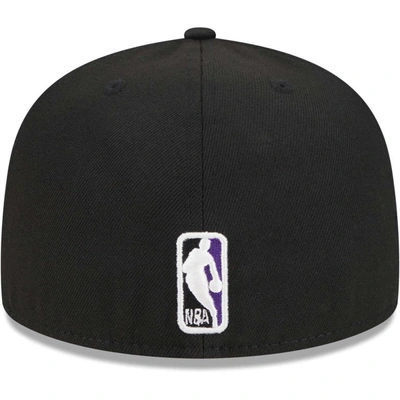 Shop New Era Black Los Angeles Lakers Checkerboard Uv 59fifty Fitted Hat