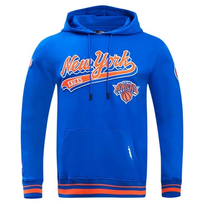 Shop Pro Standard Blue New York Knicks Script Tail Pullover Hoodie