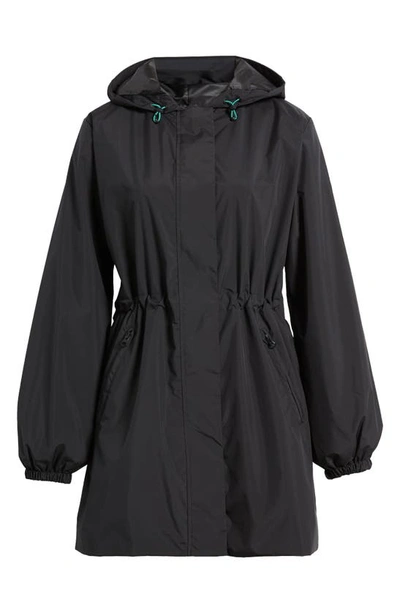 Shop Save The Duck Fleur Water Resistant Hooded Raincoat In Black