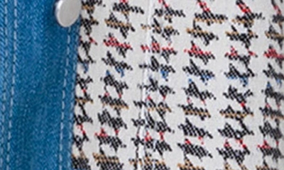 Akris Punto Denim-trim Houndstooth Jacquard Collarless Jacket In Denim-multicolor