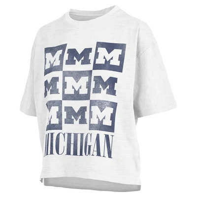 Shop Pressbox White Michigan Wolverines Motley Crew Andy Waist Length Oversized T-shirt