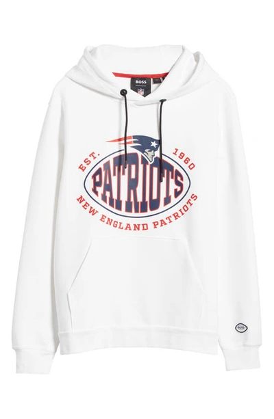 Shop Hugo Boss X Nfl Touchback Graphic Hoodie In New England Patriots White