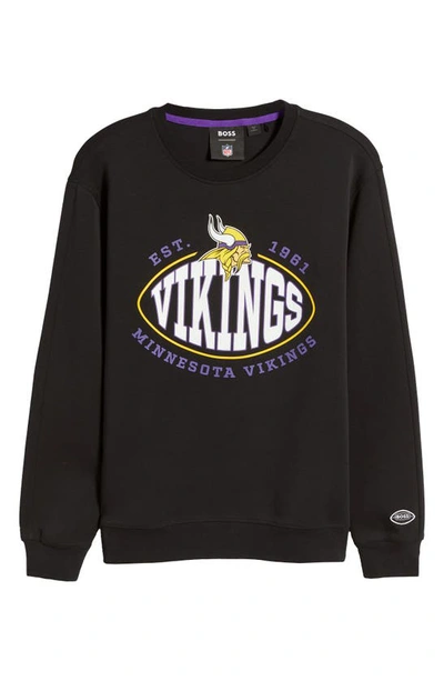 Shop Hugo Boss X Nfl Crewneck Sweatshirt In Minnesota Vikings Black