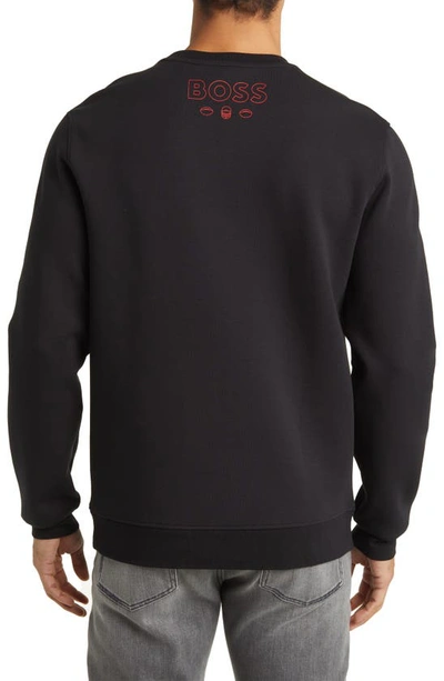 Shop Hugo Boss Boss X Nfl Crewneck Sweatshirt In Atlanta Falcons Black