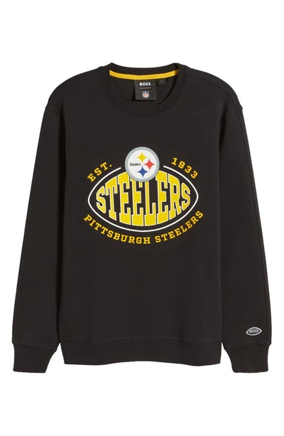 Shop Hugo Boss X Nfl Crewneck Sweatshirt In Pittsburgh Steelers Black