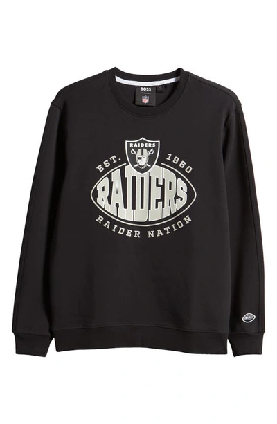Shop Hugo Boss Boss X Nfl Crewneck Sweatshirt In Las Vegas Raiders Black
