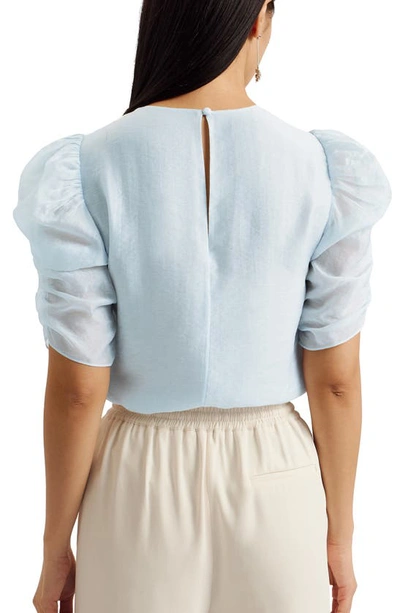 Shop Ted Baker Sachiko Ruched Elbow Sleeve Top In Light Blue