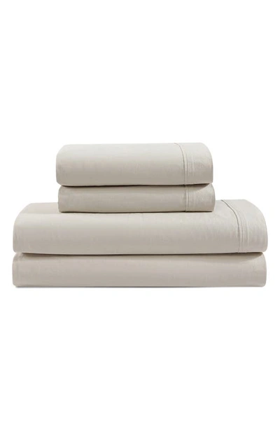 Shop Calvin Klein Washed 200 Thread Count Percale Sheet Set In Beige/ Tan