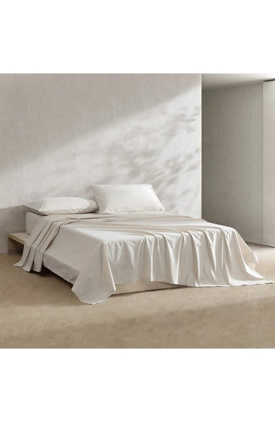 Calvin Klein Washed 200 Thread Count Percale Sheet Set In Beige/ Tan