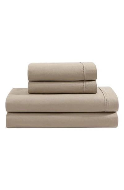 Shop Calvin Klein Washed 200 Thread Count Percale Sheet Set In Brown