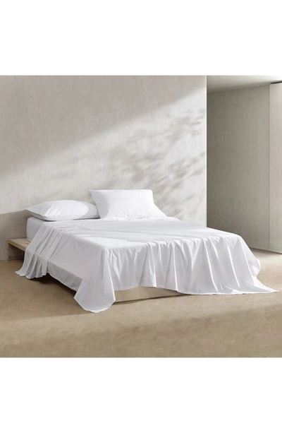 Calvin Klein Washed 200 Thread Count Percale Sheet Set In White