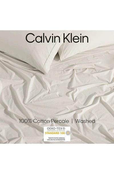 Calvin Klein Washed 200 Thread Count Percale Sheet Set In Beige/ Tan