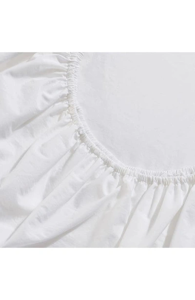Calvin Klein Washed 200 Thread Count Percale Sheet Set In White