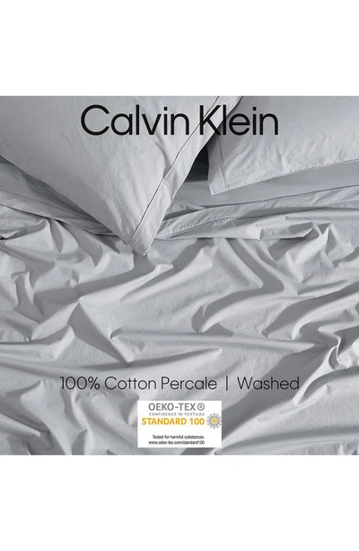 Shop Calvin Klein Washed 200 Thread Count Percale Sheet Set In Grey