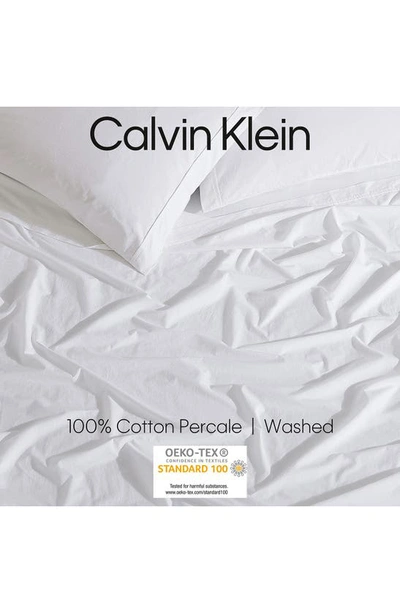 Calvin Klein Washed 200 Thread Count Percale Sheet Set In White