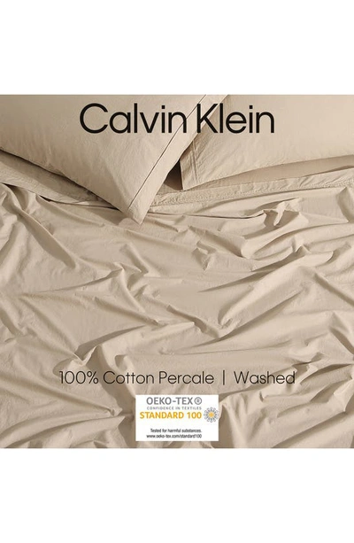 Shop Calvin Klein Washed 200 Thread Count Percale Sheet Set In Brown