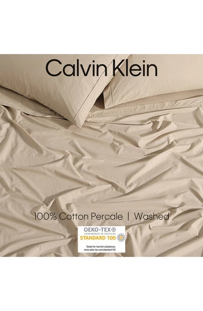 Calvin Klein Washed 200 Thread Count Percale Sheet Set In Brown