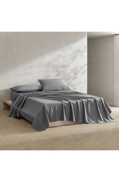 Shop Calvin Klein Washed 200 Thread Count Percale Sheet Set In Dark Grey