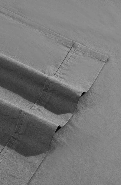 Calvin Klein Washed 200 Thread Count Percale Sheet Set In Dark Grey