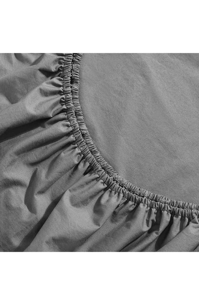 Calvin Klein Washed 200 Thread Count Percale Sheet Set In Dark Grey
