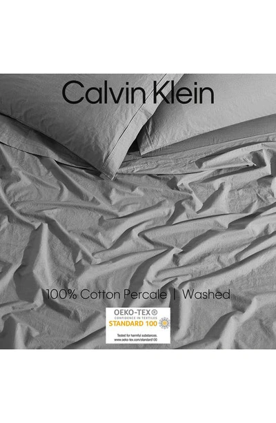 Calvin Klein Washed 200 Thread Count Percale Sheet Set In Dark Grey